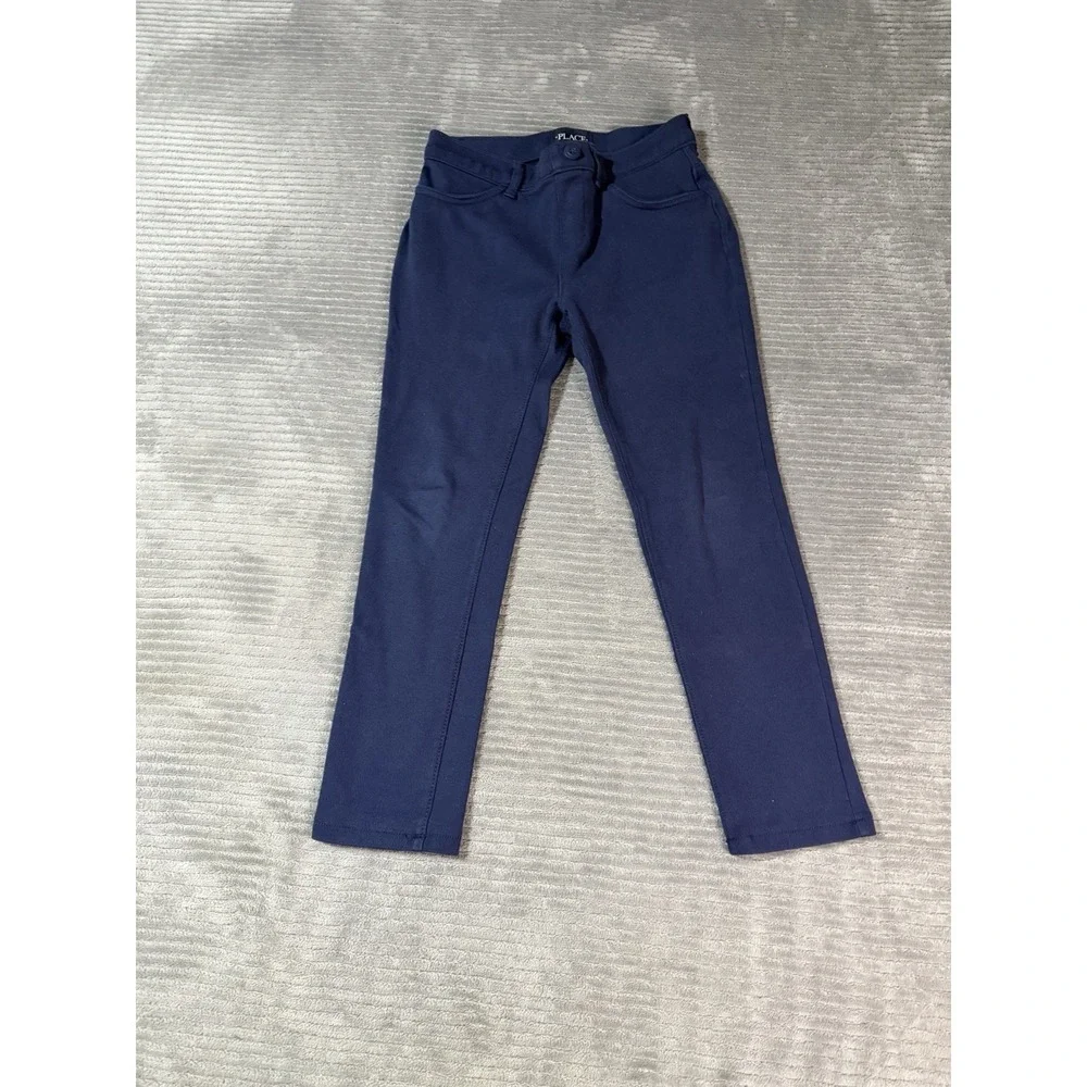 Girls Size 7 Pants Khaki And Dark Blue Lot Of 2
